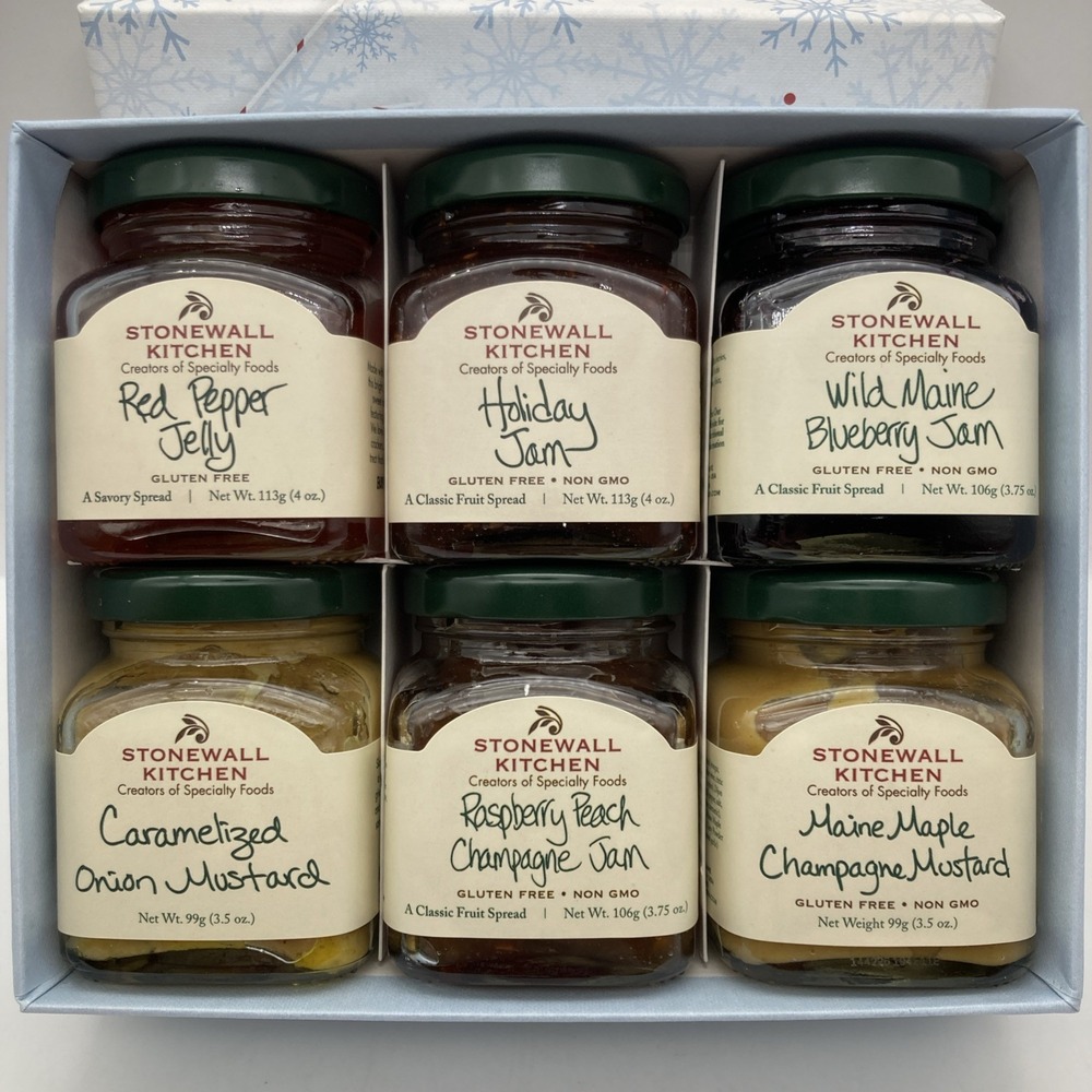 New Stonewall Kitchen Sampler Collection Jelly, Jams, Mustard Boxed Exp:4/2027